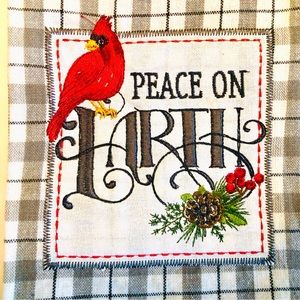 Xmas Holiday Gift Kitchen Towel Dishcloth, NWOT, 100% Cotton, Embroidered